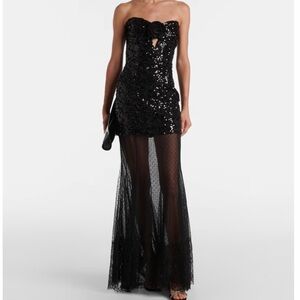 Rebecca Vallance Black Sequin Strapless Maxi Dress